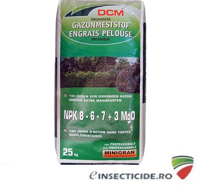 Fertilizant cu materii organice pentru intretinerea peluzei NPK 8-6-7+3 MgO DCM (25 Kg)