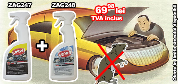 Spray inlaturare mirosuri Spoof 750 ml + Spray repelant protectie auto Spoof 750 ml