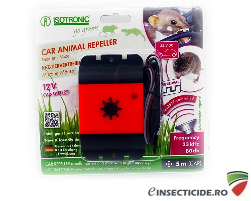 Aparat cu ultrasunete pentru protectia automobilelor impotriva daunatorilor (soareci, sobolani, jderi, dihori) - Car Animal Repeller 78490 (5m)