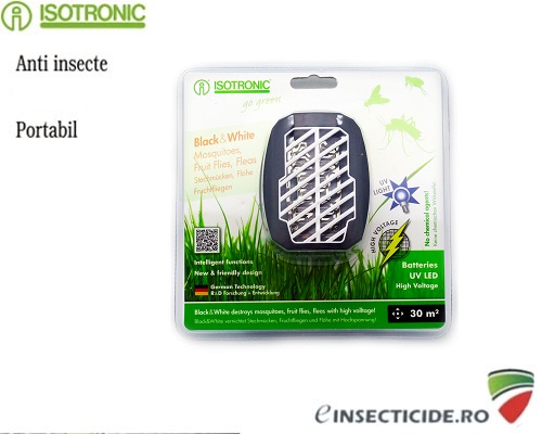 Aparat cu ultraviolete portabil impotriva insectelor (30mp) - Isotronic Black White 25160