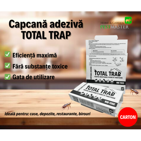 Capcana adeziva Total Trap din carton pentru soareci si insecte taratoare 