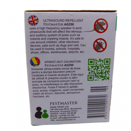 Pestmaster: AG250 - Aparat pentru soareci cu ultrasunete, 250 mp