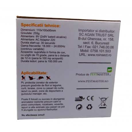Animal Away: Aparat cu ultrasunete pentru uz exterior impotriva pasarilor, (100 mp)