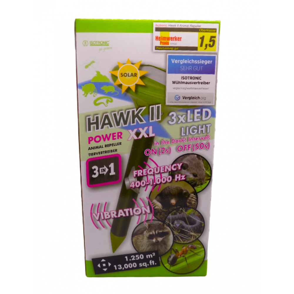 Hawk II 70049 3 in 1 aparat solar cu vibratii anti sobolani si alte rozatoare (1250mp)