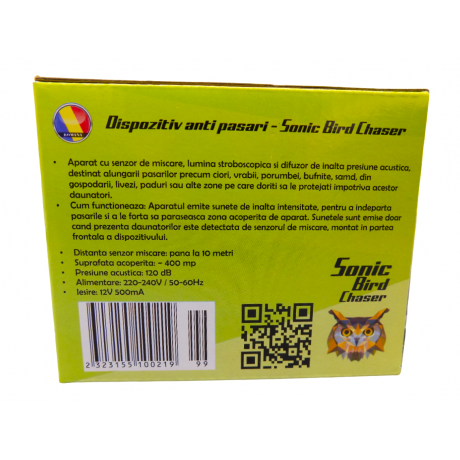  Pestmaster: Sonic Bird Chaser Pestmaster - Dispozitiv pentru alungarea pasarilor, 400mp