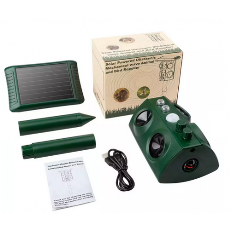  Dispozitiv solar cu senzor PIR, emite ultrasunete impotriva daunatorilor (serpi, vulpi, arici, mistreti, lilieci etc.)