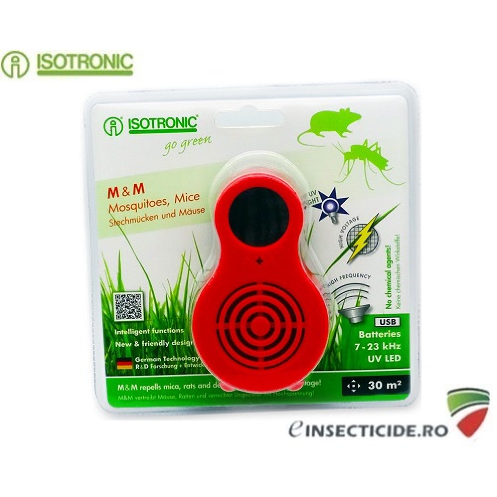 M&M 77010: Dispozitiv portabil cu ultrasunete anti soareci si anti insecte UV Led 