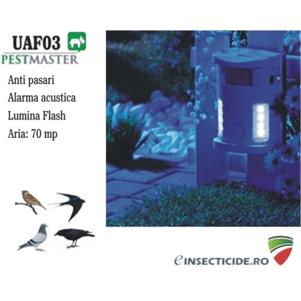 UAF03 (70 mp): Aparat impotriva pasarilor cu alarma acustica si lampa flash