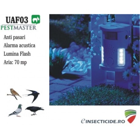 UAF03 (70 mp): Aparat impotriva pasarilor cu alarma acustica si lampa flash